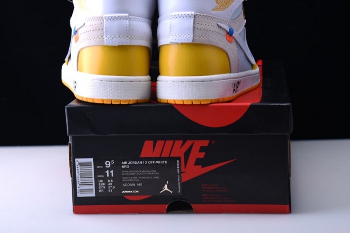 2019 Air Jordan 1 x OF NRG White/Dark Powder Yellow-Cone AQ0818-149