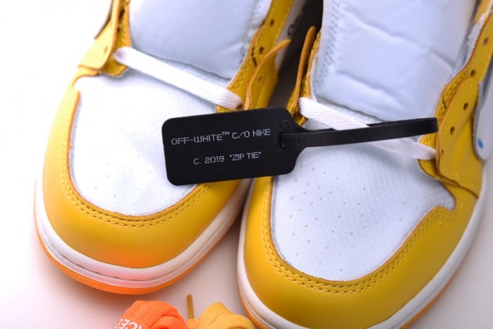 2019 Air Jordan 1 x OF NRG White/Dark Powder Yellow-Cone AQ0818-149